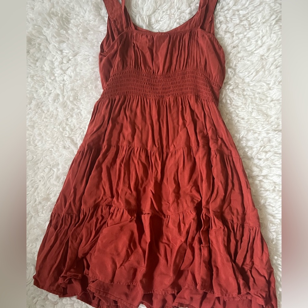 Love Reign Orange Ruched Tiered Sundress